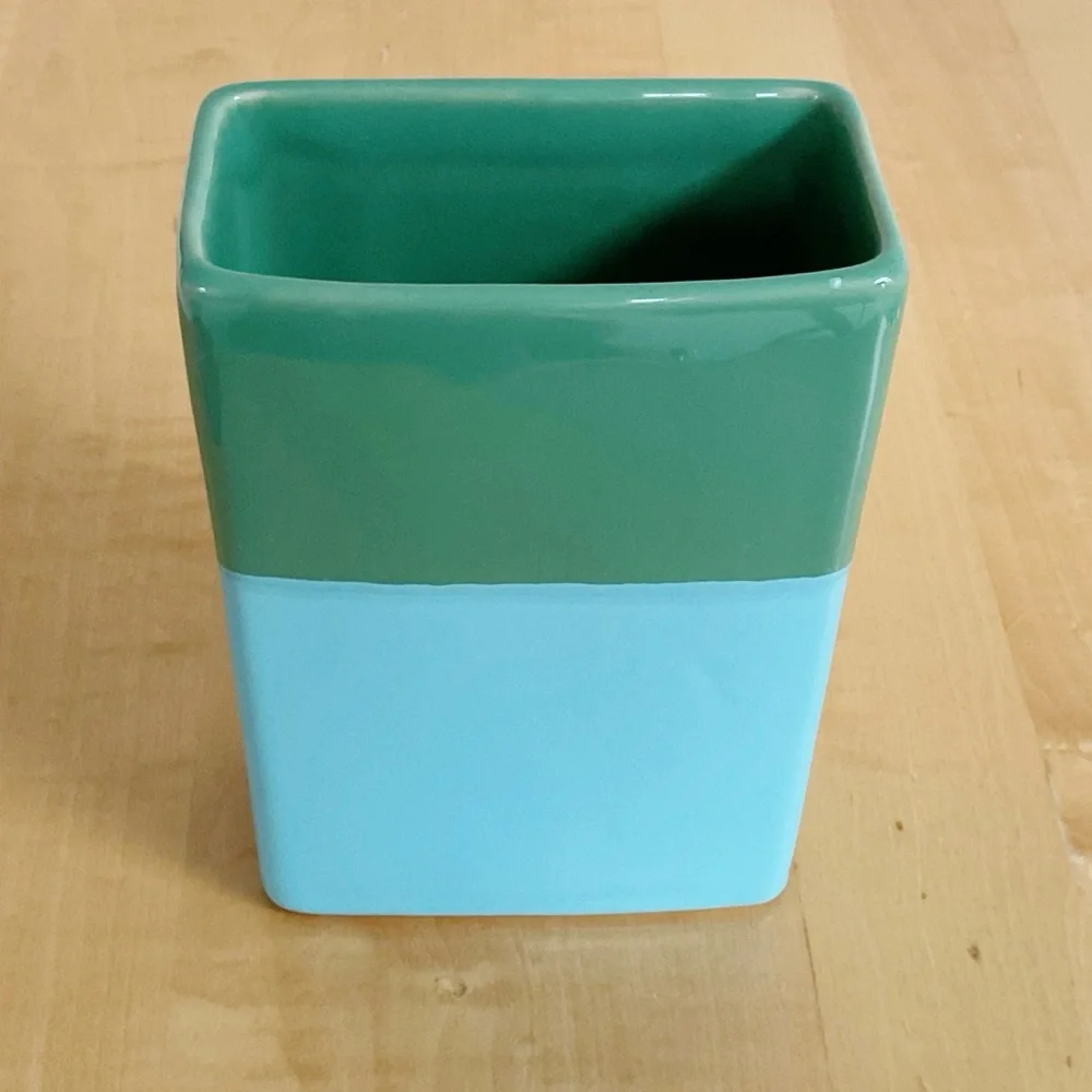 Red Envelope Portugal Ceramic Vase Green Blue Color Block Modern 6”